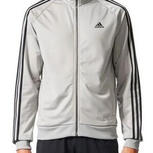 Adidas Gray Track Jacket with Black Stripes